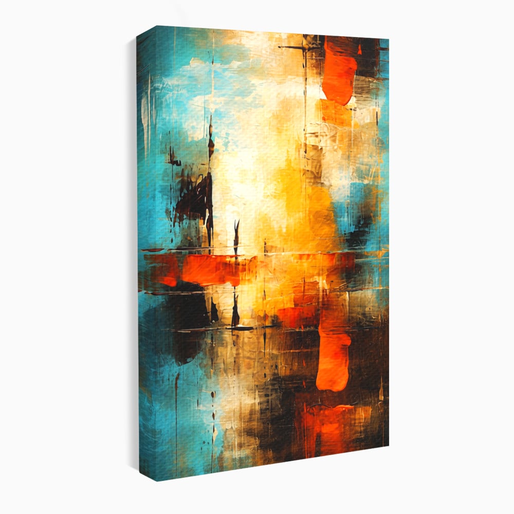 Tablou Canvas Premium, LuxCanva® C1315, Ardere Lenta, Culori, Abstract, Dinamism, Modern, Portocaliu, Rosu, Albastru, Mare, Vapoare, Fereastra, Cer, Arhitectural, Ziduri, Birou, Living, Dormitor