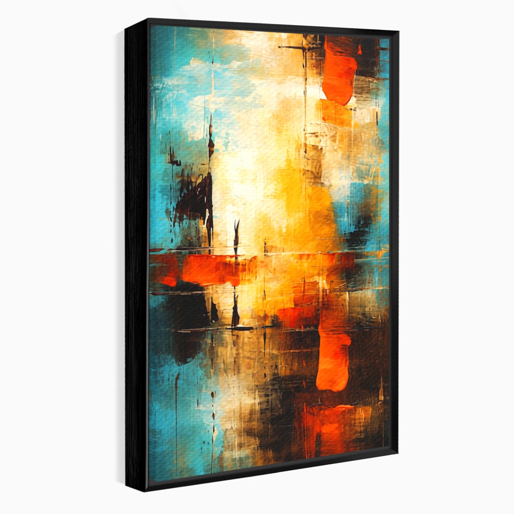 Tablou Canvas Premium, LuxCanva® C1315, Ardere Lenta, Culori, Abstract, Dinamism, Modern, Portocaliu, Rosu, Albastru, Mare, Vapoare, Fereastra, Cer, Arhitectural, Ziduri, Birou, Living, Dormitor