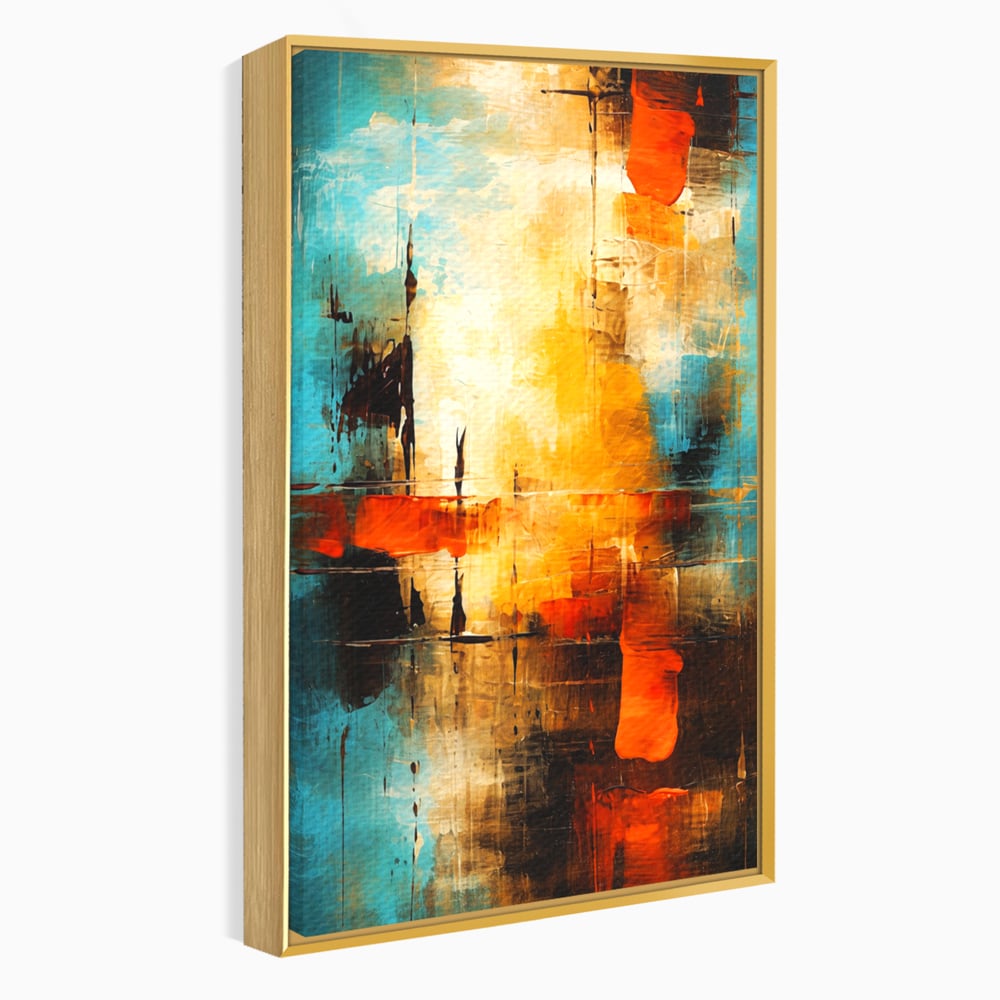 Tablou Canvas Premium, LuxCanva® C1315, Ardere Lenta, Culori, Abstract, Dinamism, Modern, Portocaliu, Rosu, Albastru, Mare, Vapoare, Fereastra, Cer, Arhitectural, Ziduri, Birou, Living, Dormitor