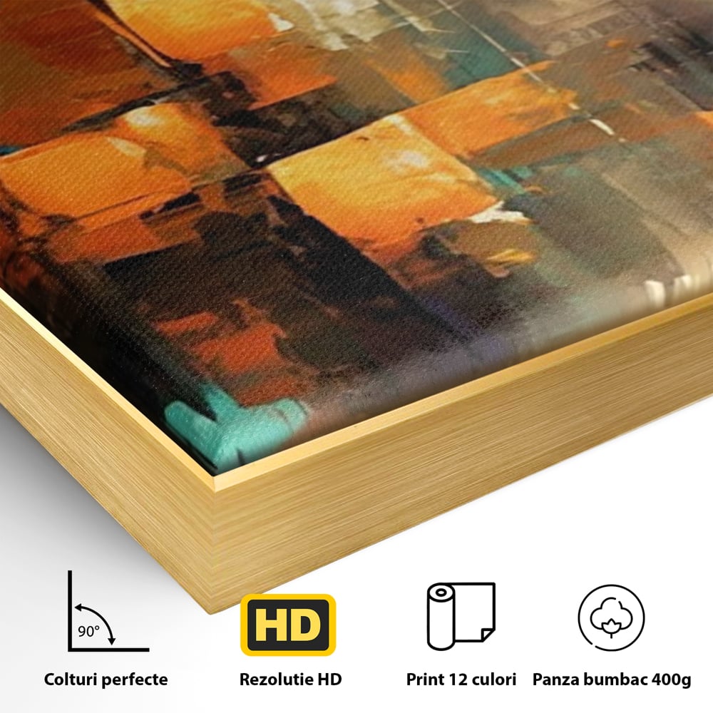 Tablou Canvas Premium, LuxCanva® C1316, Fragmente de Amurg, Culori, Abstract, Dinamism, Modern, Portocaliu, Lumina, Soare, Feerie, Poveste, Cer, Arhitectural, Ziduri, Birou, Living, Dormitor