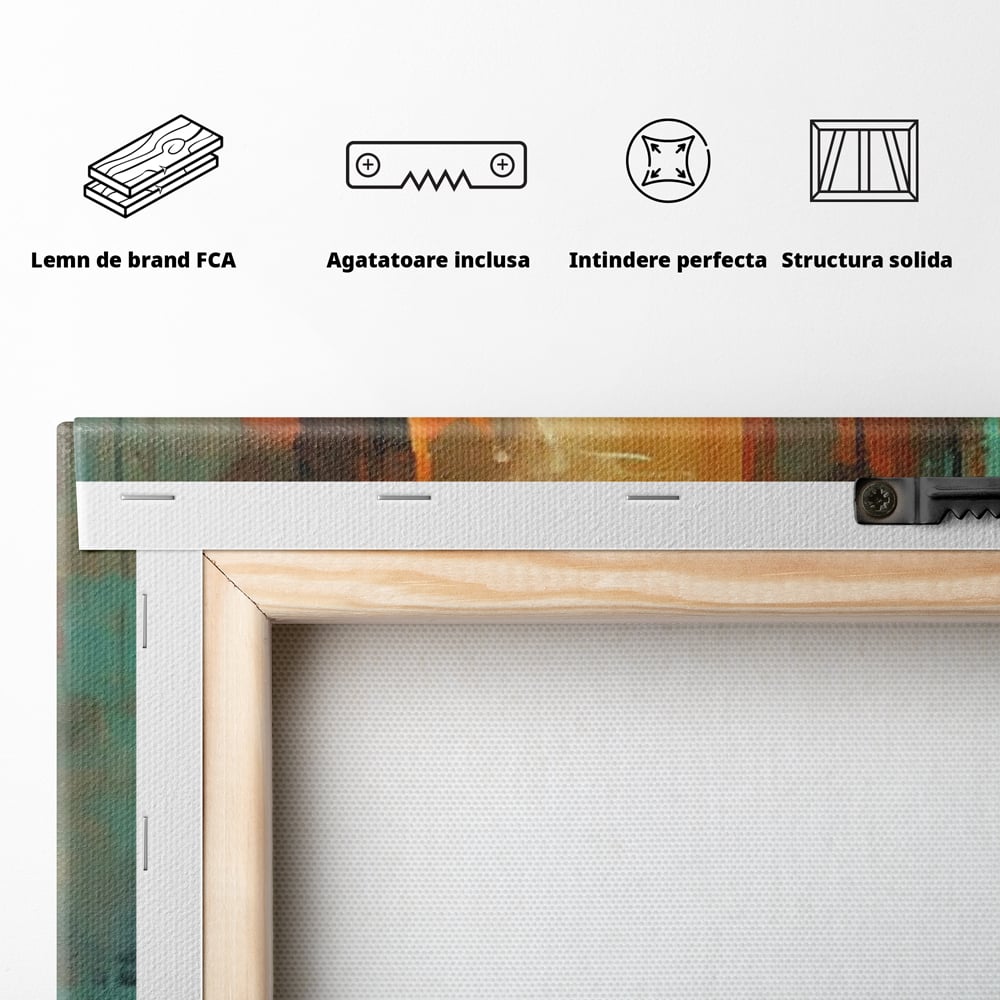 Tablou Canvas Premium, LuxCanva® C1316, Fragmente de Amurg, Culori, Abstract, Dinamism, Modern, Portocaliu, Lumina, Soare, Feerie, Poveste, Cer, Arhitectural, Ziduri, Birou, Living, Dormitor