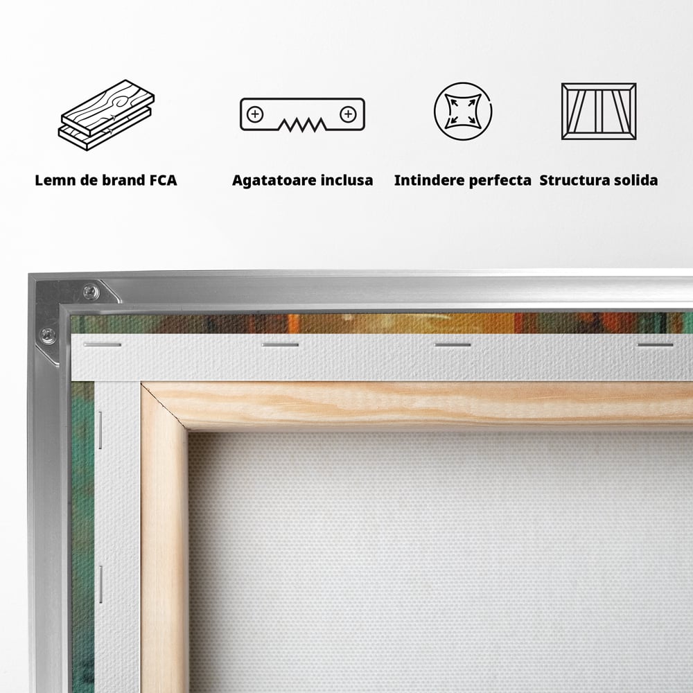 Tablou Canvas Premium, LuxCanva® C1316, Fragmente de Amurg, Culori, Abstract, Dinamism, Modern, Portocaliu, Lumina, Soare, Feerie, Poveste, Cer, Arhitectural, Ziduri, Birou, Living, Dormitor