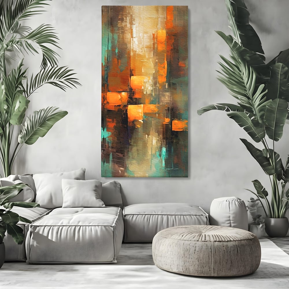 Tablou Canvas Premium, LuxCanva® C1316, Fragmente de Amurg, Culori, Abstract, Dinamism, Modern, Portocaliu, Lumina, Soare, Feerie, Poveste, Cer, Arhitectural, Ziduri, Birou, Living, Dormitor