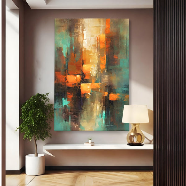 Tablou Canvas Premium, LuxCanva® C1316, Fragmente de Amurg, Culori, Abstract, Dinamism, Modern, Portocaliu, Lumina, Soare, Feerie, Poveste, Cer, Arhitectural, Ziduri, Birou, Living, Dormitor
