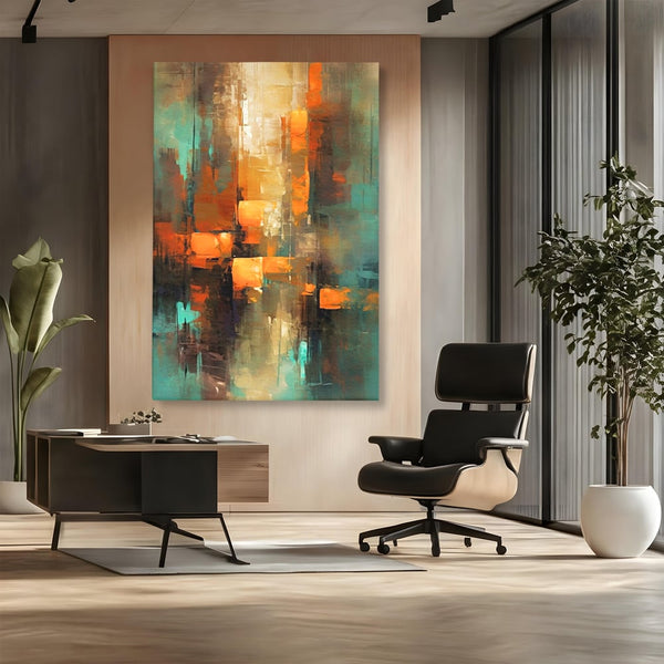 Tablou Canvas Premium, LuxCanva® C1316, Fragmente de Amurg, Culori, Abstract, Dinamism, Modern, Portocaliu, Lumina, Soare, Feerie, Poveste, Cer, Arhitectural, Ziduri, Birou, Living, Dormitor