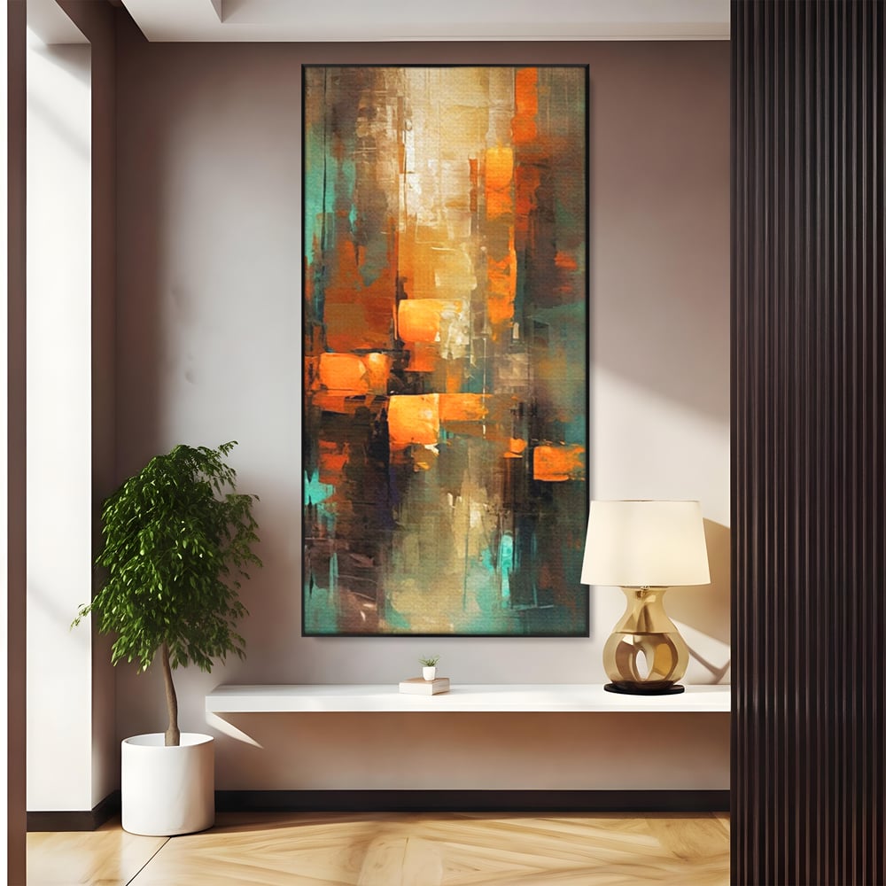 Tablou Canvas Premium, LuxCanva® C1316, Fragmente de Amurg, Culori, Abstract, Dinamism, Modern, Portocaliu, Lumina, Soare, Feerie, Poveste, Cer, Arhitectural, Ziduri, Birou, Living, Dormitor