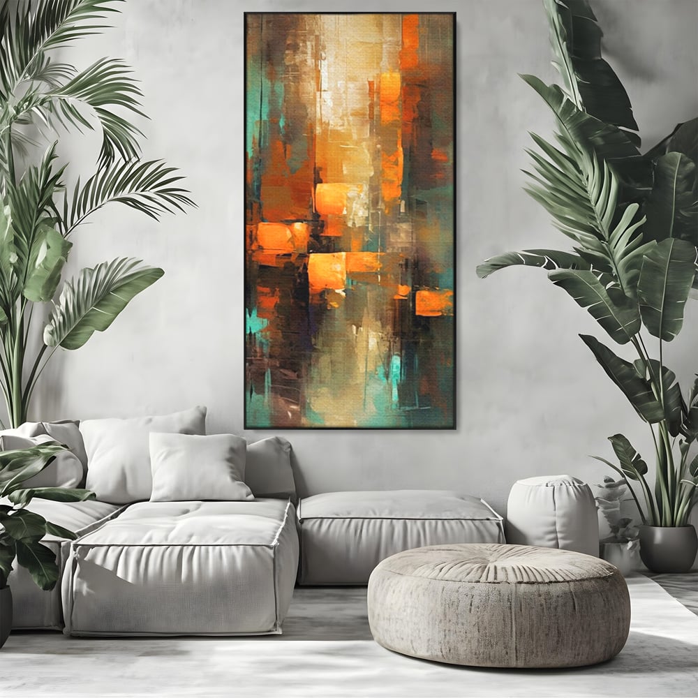 Tablou Canvas Premium, LuxCanva® C1316, Fragmente de Amurg, Culori, Abstract, Dinamism, Modern, Portocaliu, Lumina, Soare, Feerie, Poveste, Cer, Arhitectural, Ziduri, Birou, Living, Dormitor