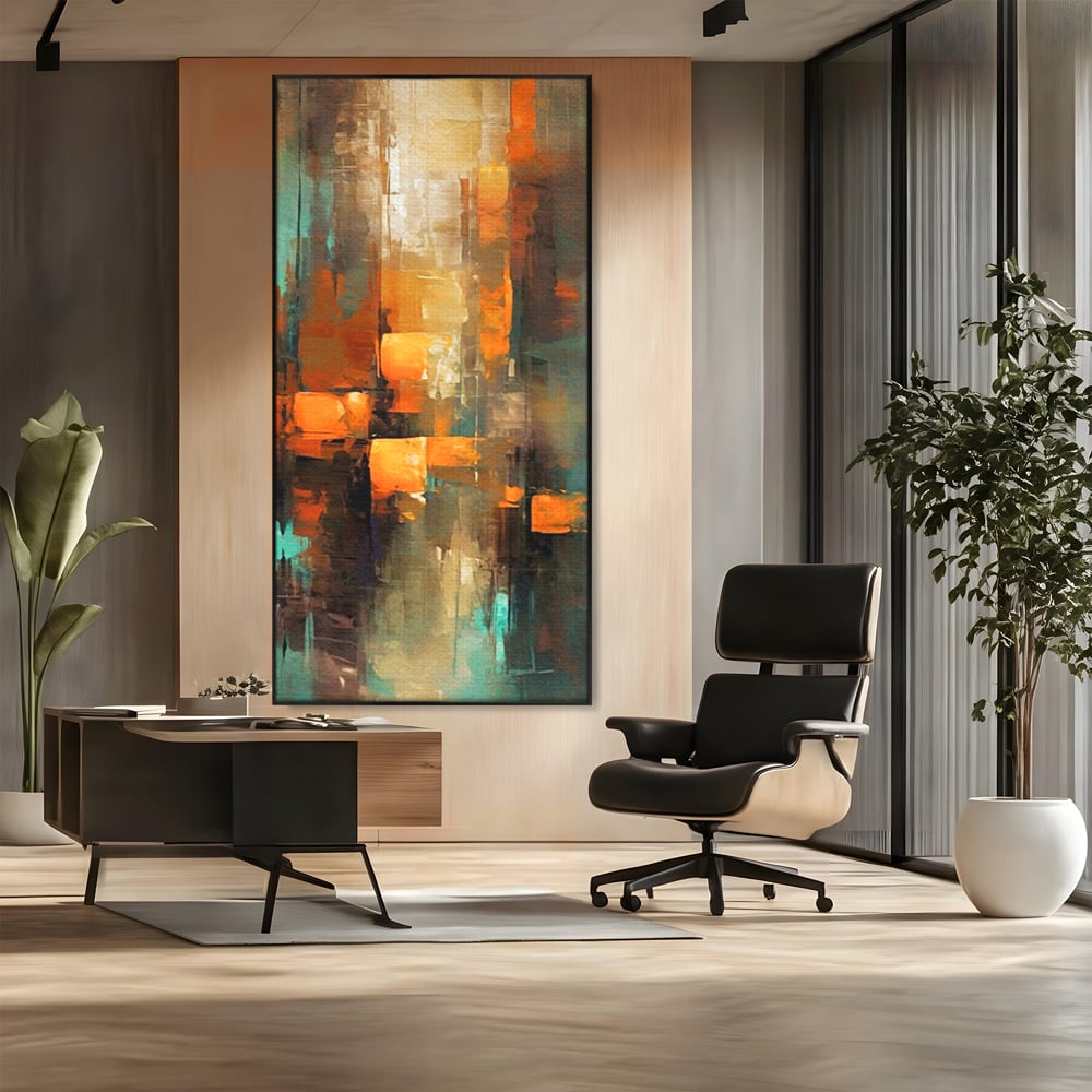 Tablou Canvas Premium, LuxCanva® C1316, Fragmente de Amurg, Culori, Abstract, Dinamism, Modern, Portocaliu, Lumina, Soare, Feerie, Poveste, Cer, Arhitectural, Ziduri, Birou, Living, Dormitor