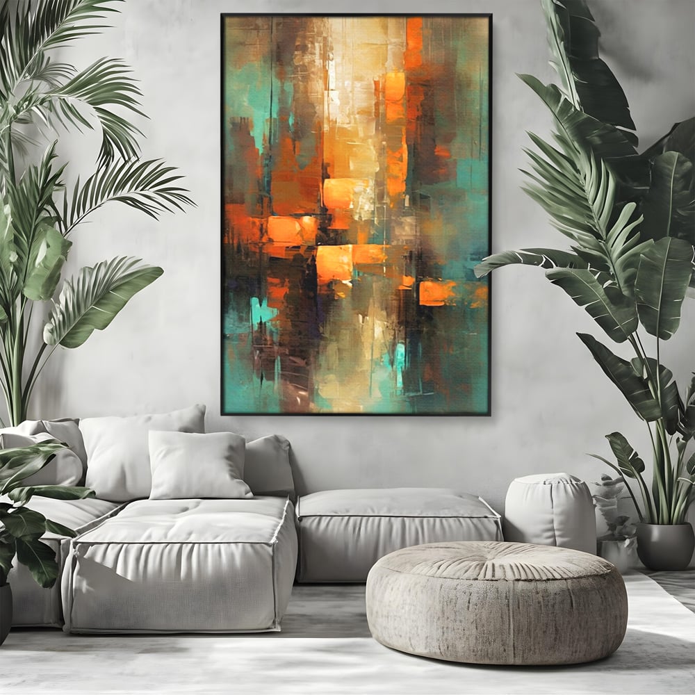 Tablou Canvas Premium, LuxCanva® C1316, Fragmente de Amurg, Culori, Abstract, Dinamism, Modern, Portocaliu, Lumina, Soare, Feerie, Poveste, Cer, Arhitectural, Ziduri, Birou, Living, Dormitor