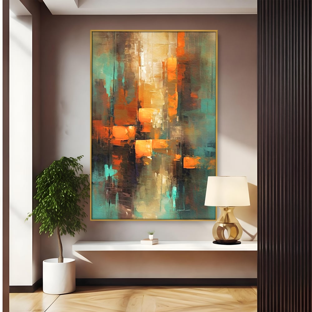 Tablou Canvas Premium, LuxCanva® C1316, Fragmente de Amurg, Culori, Abstract, Dinamism, Modern, Portocaliu, Lumina, Soare, Feerie, Poveste, Cer, Arhitectural, Ziduri, Birou, Living, Dormitor