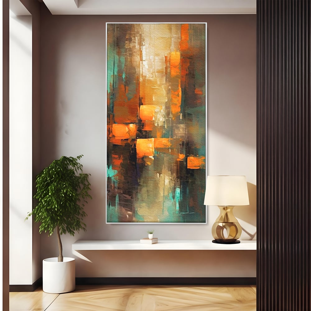 Tablou Canvas Premium, LuxCanva® C1316, Fragmente de Amurg, Culori, Abstract, Dinamism, Modern, Portocaliu, Lumina, Soare, Feerie, Poveste, Cer, Arhitectural, Ziduri, Birou, Living, Dormitor