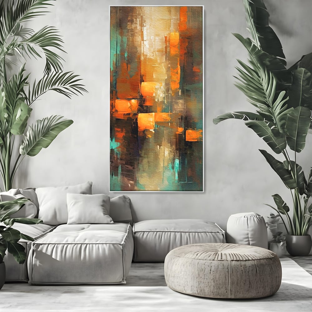 Tablou Canvas Premium, LuxCanva® C1316, Fragmente de Amurg, Culori, Abstract, Dinamism, Modern, Portocaliu, Lumina, Soare, Feerie, Poveste, Cer, Arhitectural, Ziduri, Birou, Living, Dormitor