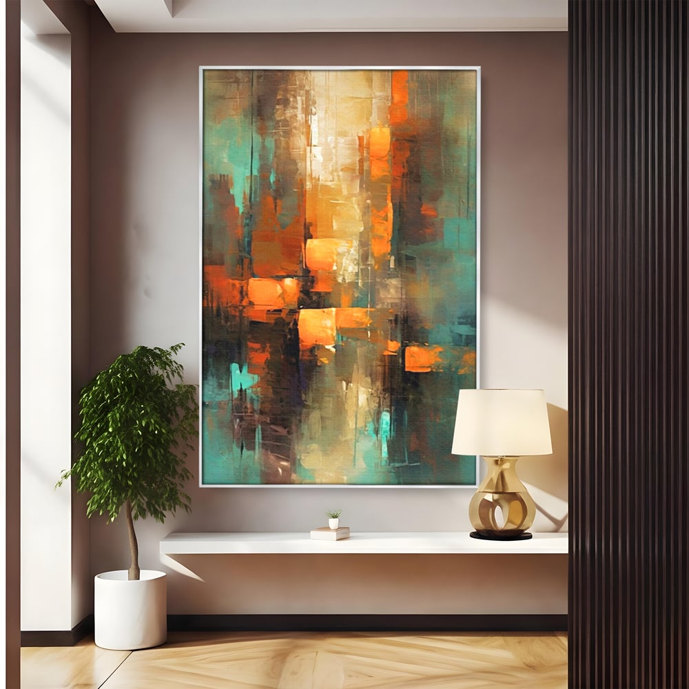 Tablou Canvas Premium, LuxCanva® C1316, Fragmente de Amurg, Culori, Abstract, Dinamism, Modern, Portocaliu, Lumina, Soare, Feerie, Poveste, Cer, Arhitectural, Ziduri, Birou, Living, Dormitor