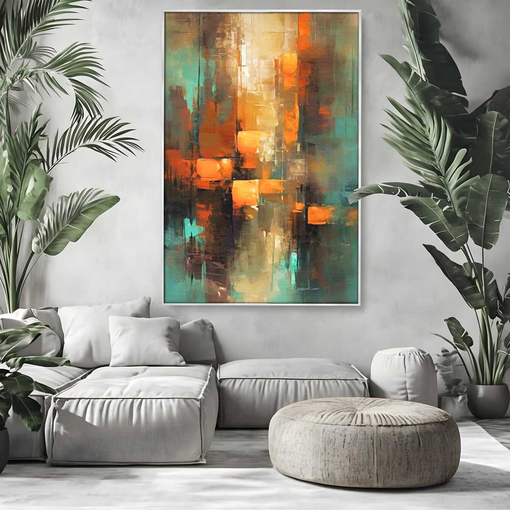 Tablou Canvas Premium, LuxCanva® C1316, Fragmente de Amurg, Culori, Abstract, Dinamism, Modern, Portocaliu, Lumina, Soare, Feerie, Poveste, Cer, Arhitectural, Ziduri, Birou, Living, Dormitor