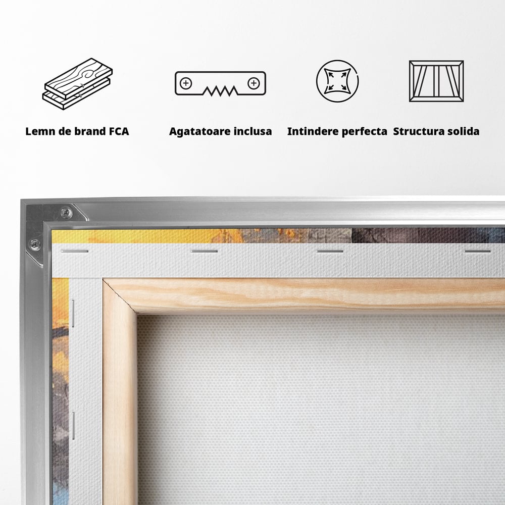 Tablou Canvas Premium, LuxCanva® C1317, Hotarul Nevazut, Culori, Abstract, Dinamism, Modern, Portocaliu, Ecou, Soare, Timp, Poveste, Cer, Arhitectural, Idei, Dorinta, Birou, Living, Dormitor