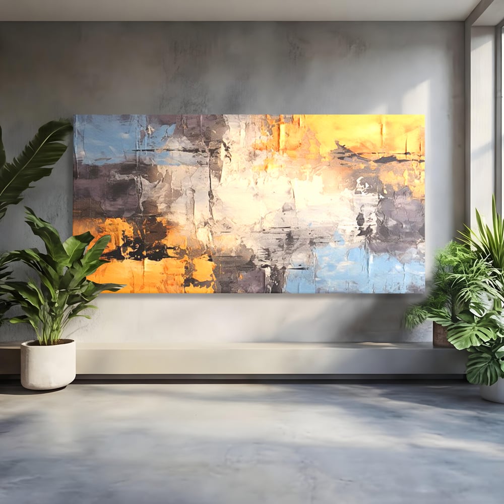 Tablou Canvas Premium, LuxCanva® C1317, Hotarul Nevazut, Culori, Abstract, Dinamism, Modern, Portocaliu, Ecou, Soare, Timp, Poveste, Cer, Arhitectural, Idei, Dorinta, Birou, Living, Dormitor