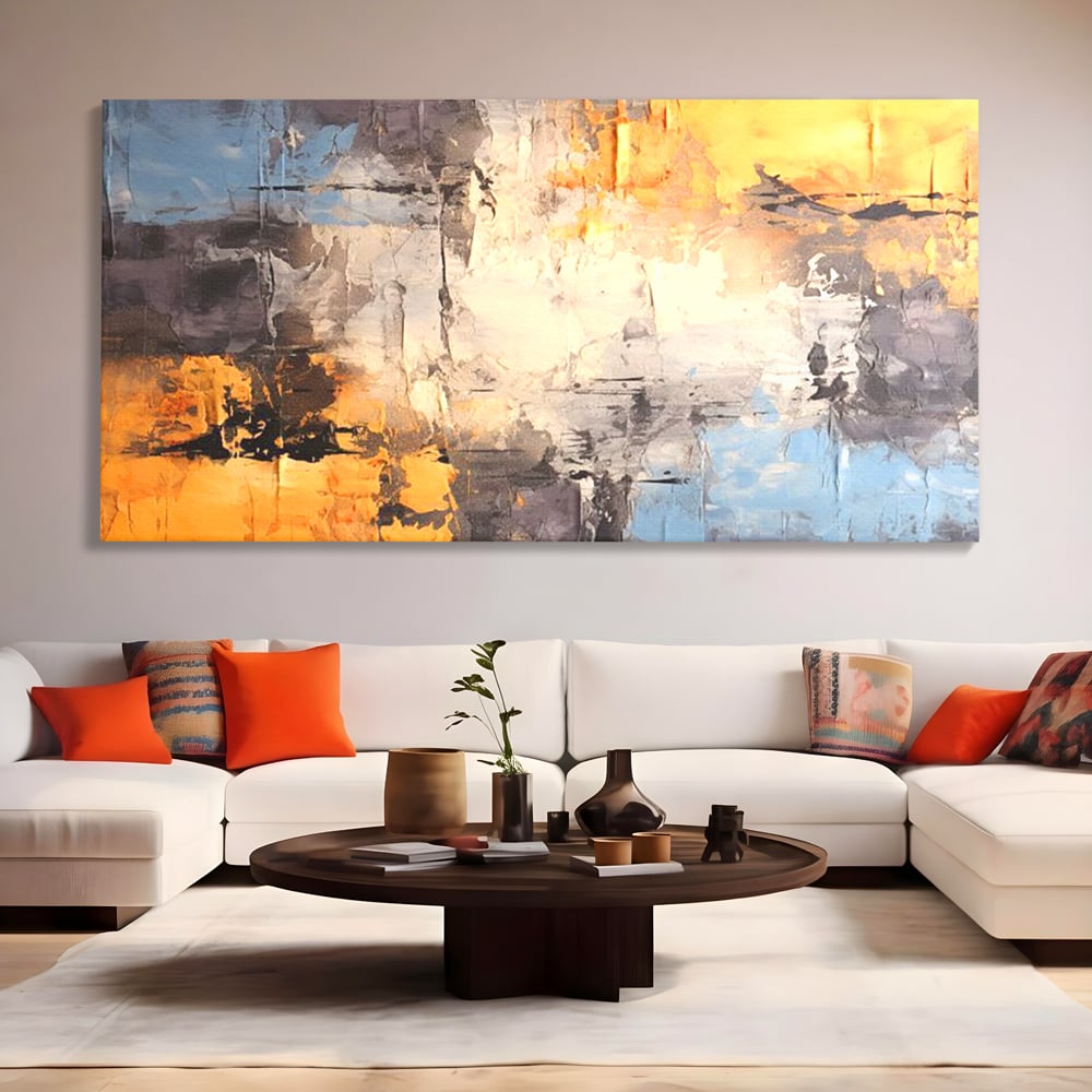 Tablou Canvas Premium, LuxCanva® C1317, Hotarul Nevazut, Culori, Abstract, Dinamism, Modern, Portocaliu, Ecou, Soare, Timp, Poveste, Cer, Arhitectural, Idei, Dorinta, Birou, Living, Dormitor