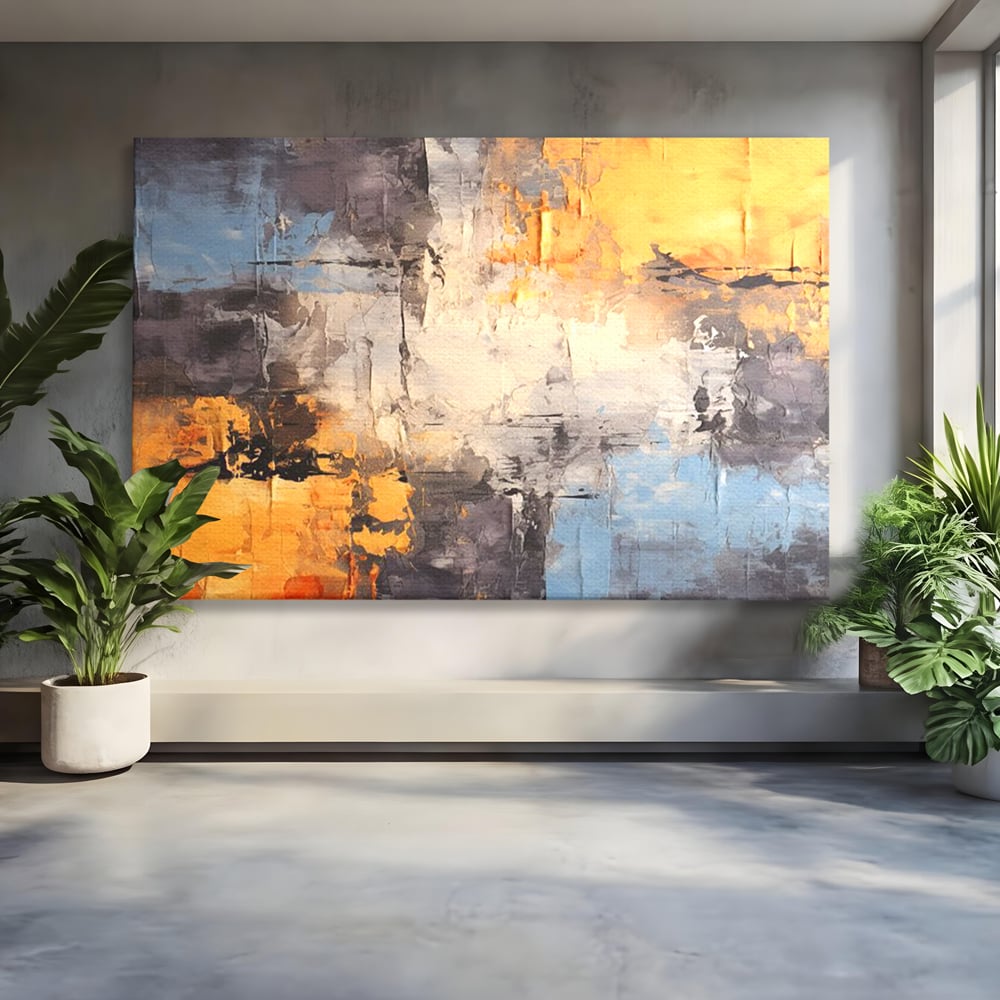 Tablou Canvas Premium, LuxCanva® C1317, Hotarul Nevazut, Culori, Abstract, Dinamism, Modern, Portocaliu, Ecou, Soare, Timp, Poveste, Cer, Arhitectural, Idei, Dorinta, Birou, Living, Dormitor
