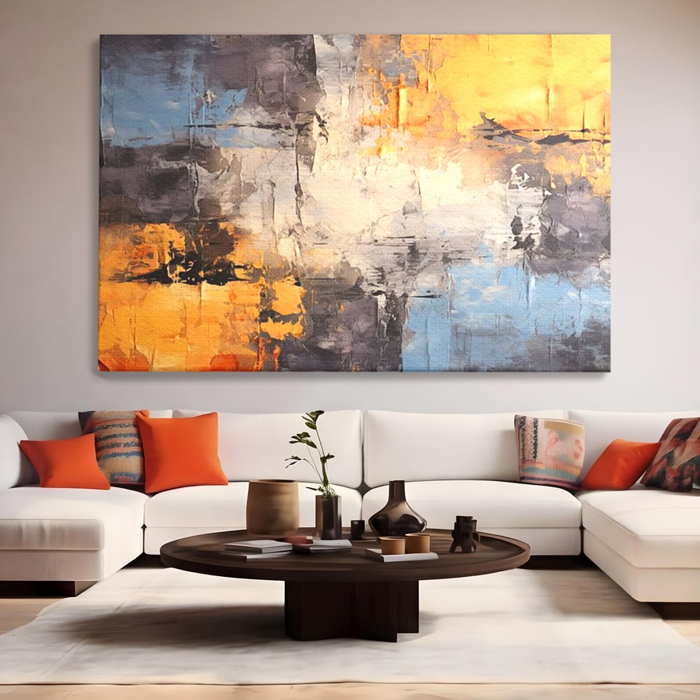 Tablou Canvas Premium, LuxCanva® C1317, Hotarul Nevazut, Culori, Abstract, Dinamism, Modern, Portocaliu, Ecou, Soare, Timp, Poveste, Cer, Arhitectural, Idei, Dorinta, Birou, Living, Dormitor