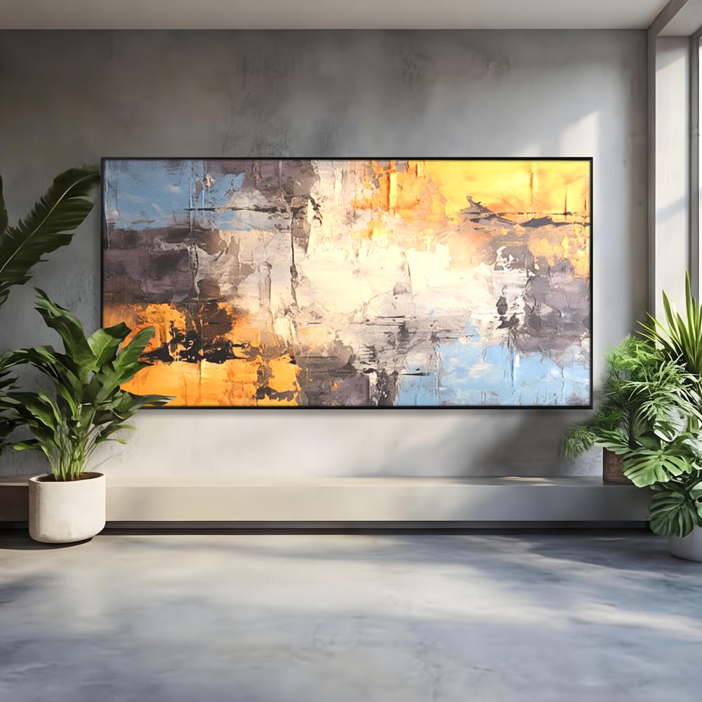 Tablou Canvas Premium, LuxCanva® C1317, Hotarul Nevazut, Culori, Abstract, Dinamism, Modern, Portocaliu, Ecou, Soare, Timp, Poveste, Cer, Arhitectural, Idei, Dorinta, Birou, Living, Dormitor