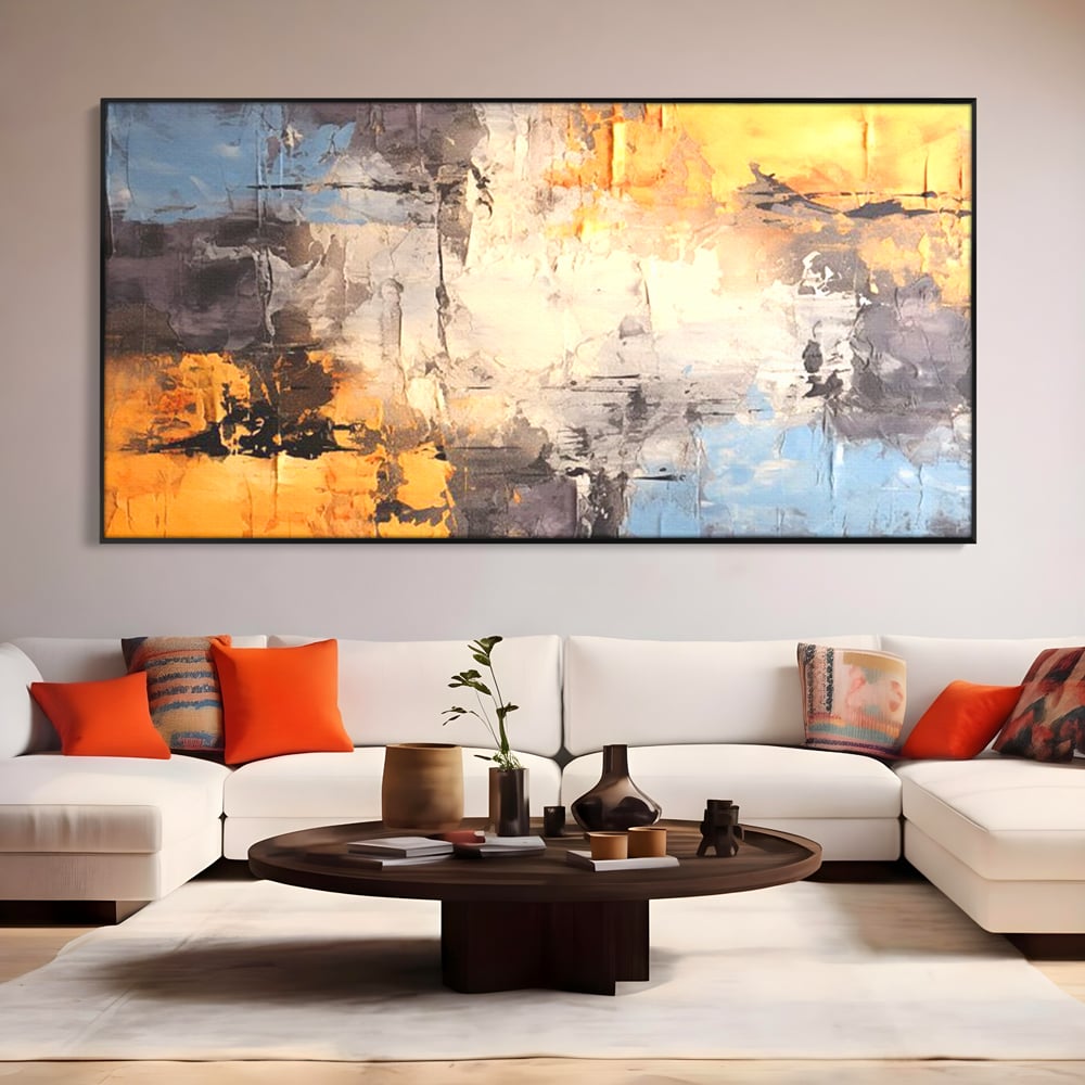 Tablou Canvas Premium, LuxCanva® C1317, Hotarul Nevazut, Culori, Abstract, Dinamism, Modern, Portocaliu, Ecou, Soare, Timp, Poveste, Cer, Arhitectural, Idei, Dorinta, Birou, Living, Dormitor