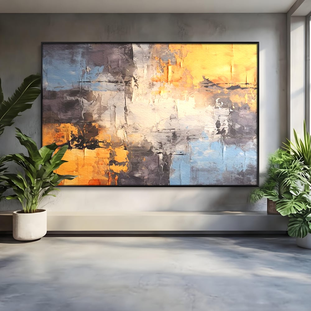 Tablou Canvas Premium, LuxCanva® C1317, Hotarul Nevazut, Culori, Abstract, Dinamism, Modern, Portocaliu, Ecou, Soare, Timp, Poveste, Cer, Arhitectural, Idei, Dorinta, Birou, Living, Dormitor