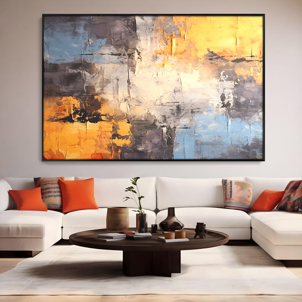 Tablou Canvas Premium, LuxCanva® C1317, Hotarul Nevazut, Culori, Abstract, Dinamism, Modern, Portocaliu, Ecou, Soare, Timp, Poveste, Cer, Arhitectural, Idei, Dorinta, Birou, Living, Dormitor