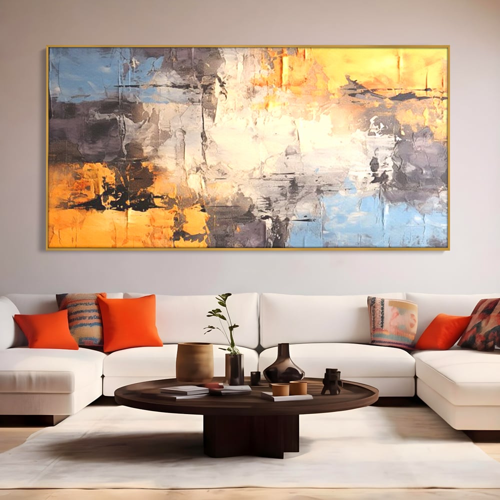 Tablou Canvas Premium, LuxCanva® C1317, Hotarul Nevazut, Culori, Abstract, Dinamism, Modern, Portocaliu, Ecou, Soare, Timp, Poveste, Cer, Arhitectural, Idei, Dorinta, Birou, Living, Dormitor