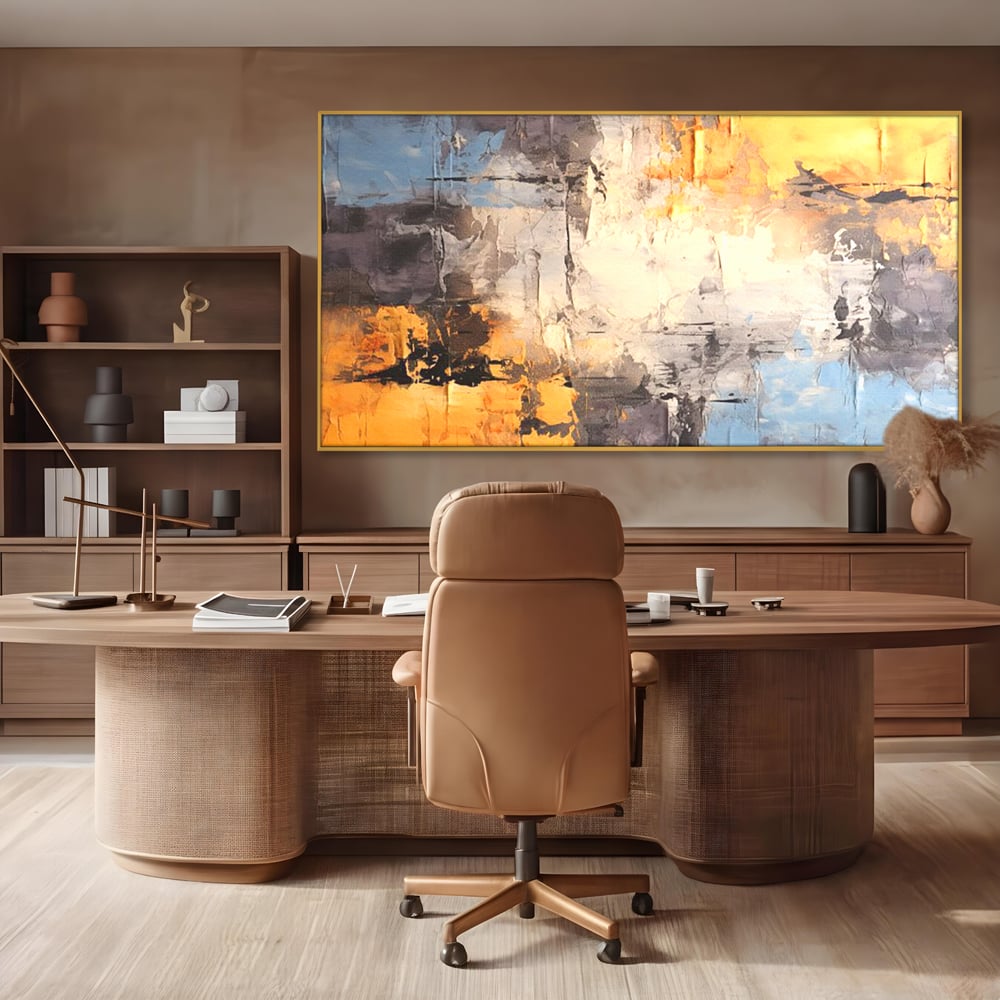 Tablou Canvas Premium, LuxCanva® C1317, Hotarul Nevazut, Culori, Abstract, Dinamism, Modern, Portocaliu, Ecou, Soare, Timp, Poveste, Cer, Arhitectural, Idei, Dorinta, Birou, Living, Dormitor