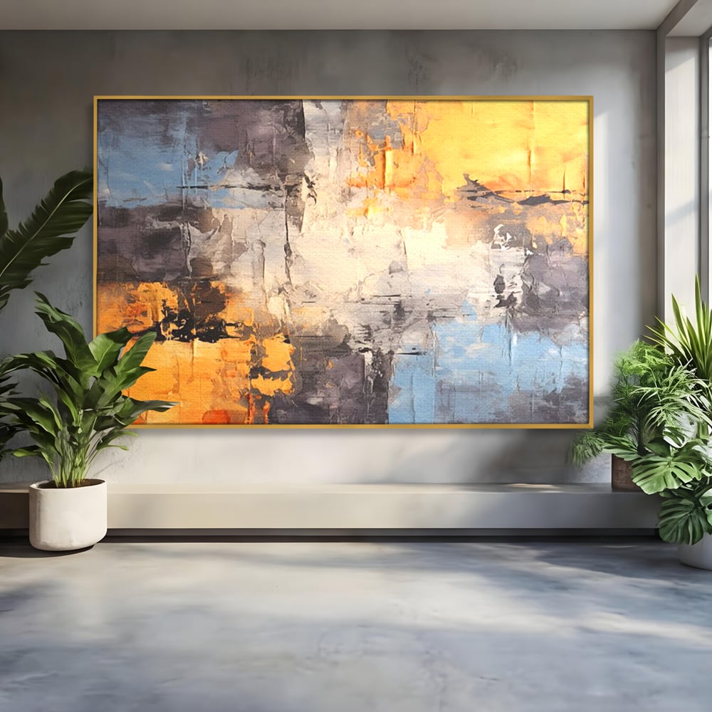 Tablou Canvas Premium, LuxCanva® C1317, Hotarul Nevazut, Culori, Abstract, Dinamism, Modern, Portocaliu, Ecou, Soare, Timp, Poveste, Cer, Arhitectural, Idei, Dorinta, Birou, Living, Dormitor