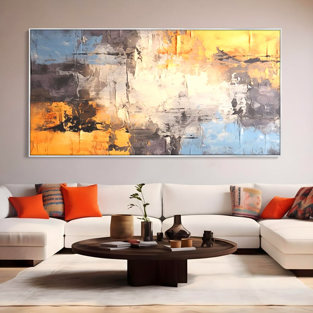 Tablou Canvas Premium, LuxCanva® C1317, Hotarul Nevazut, Culori, Abstract, Dinamism, Modern, Portocaliu, Ecou, Soare, Timp, Poveste, Cer, Arhitectural, Idei, Dorinta, Birou, Living, Dormitor