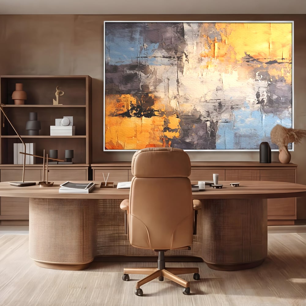 Tablou Canvas Premium, LuxCanva® C1317, Hotarul Nevazut, Culori, Abstract, Dinamism, Modern, Portocaliu, Ecou, Soare, Timp, Poveste, Cer, Arhitectural, Idei, Dorinta, Birou, Living, Dormitor