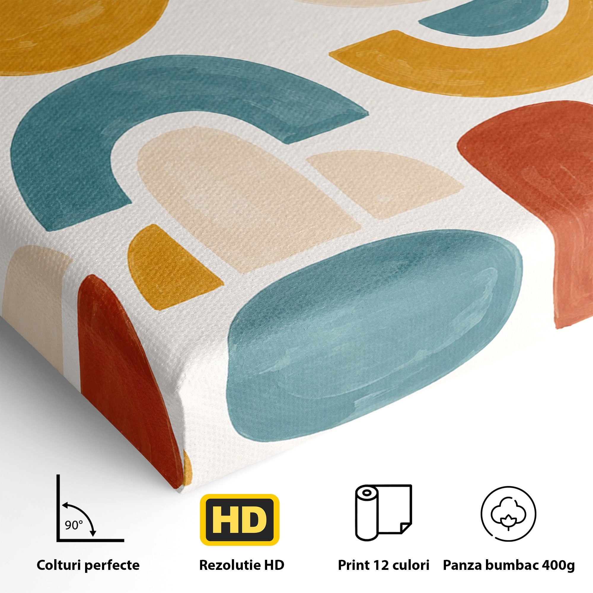 Tablou Canvas Premium LuxCanva® C1319, Forme Abstracte Colorate, Abstract, Forme Geometrice, Modern, Arta, Birou, Culori Vibrante