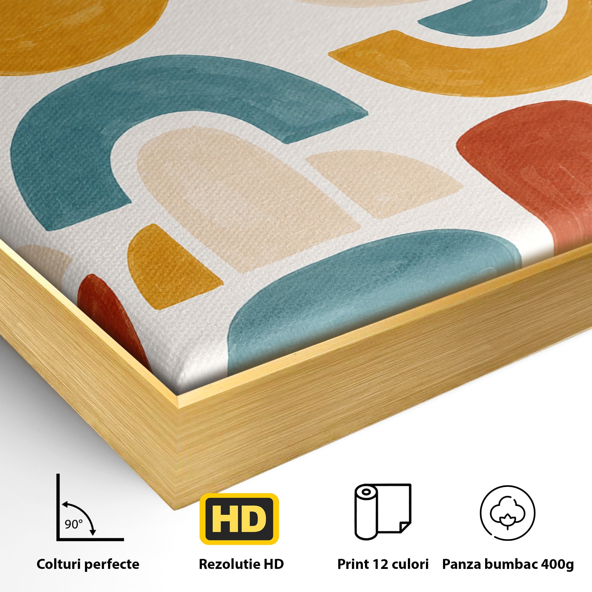 Tablou Canvas Premium LuxCanva® C1319, Forme Abstracte Colorate, Abstract, Forme Geometrice, Modern, Arta, Birou, Culori Vibrante