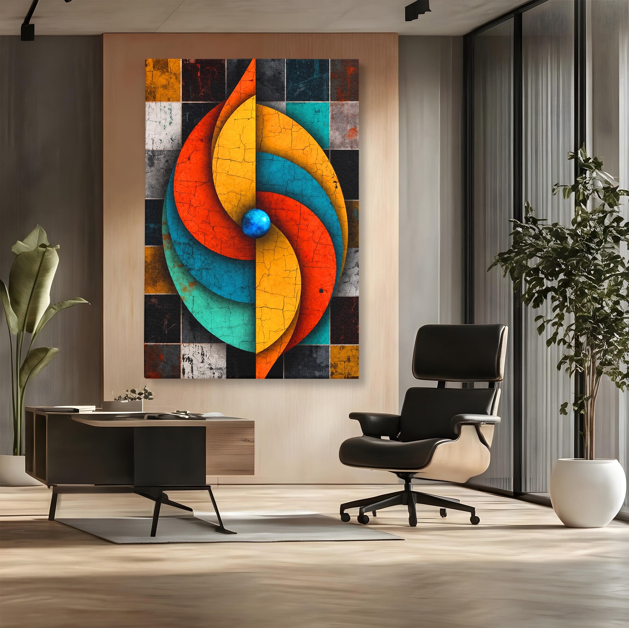 Tablou Canvas Premium LuxCanva® C1320, Spirala Abstracta Colorata, Abstract, Spirala, Geometric, Modern, Birou, Culori Vibrante