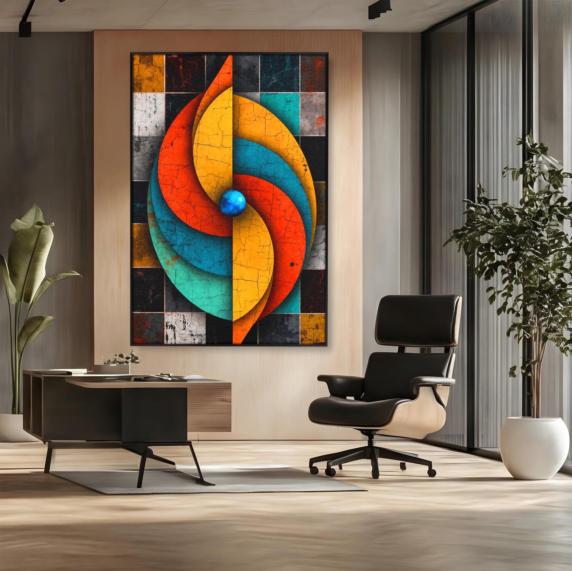Tablou Canvas Premium LuxCanva® C1320, Spirala Abstracta Colorata, Abstract, Spirala, Geometric, Modern, Birou, Culori Vibrante