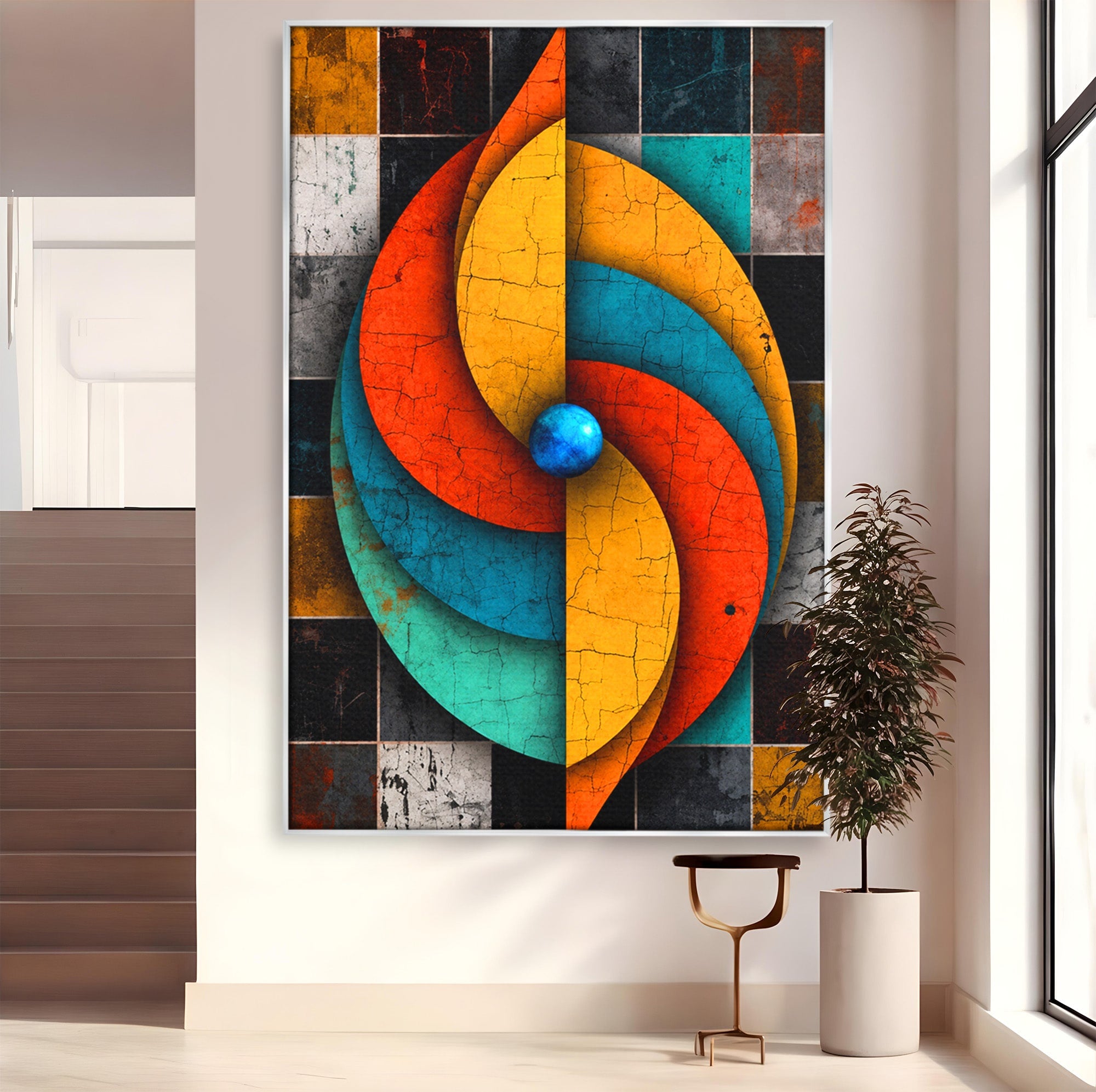 Tablou Canvas Premium LuxCanva® C1320, Spirala Abstracta Colorata, Abstract, Spirala, Geometric, Modern, Birou, Culori Vibrante