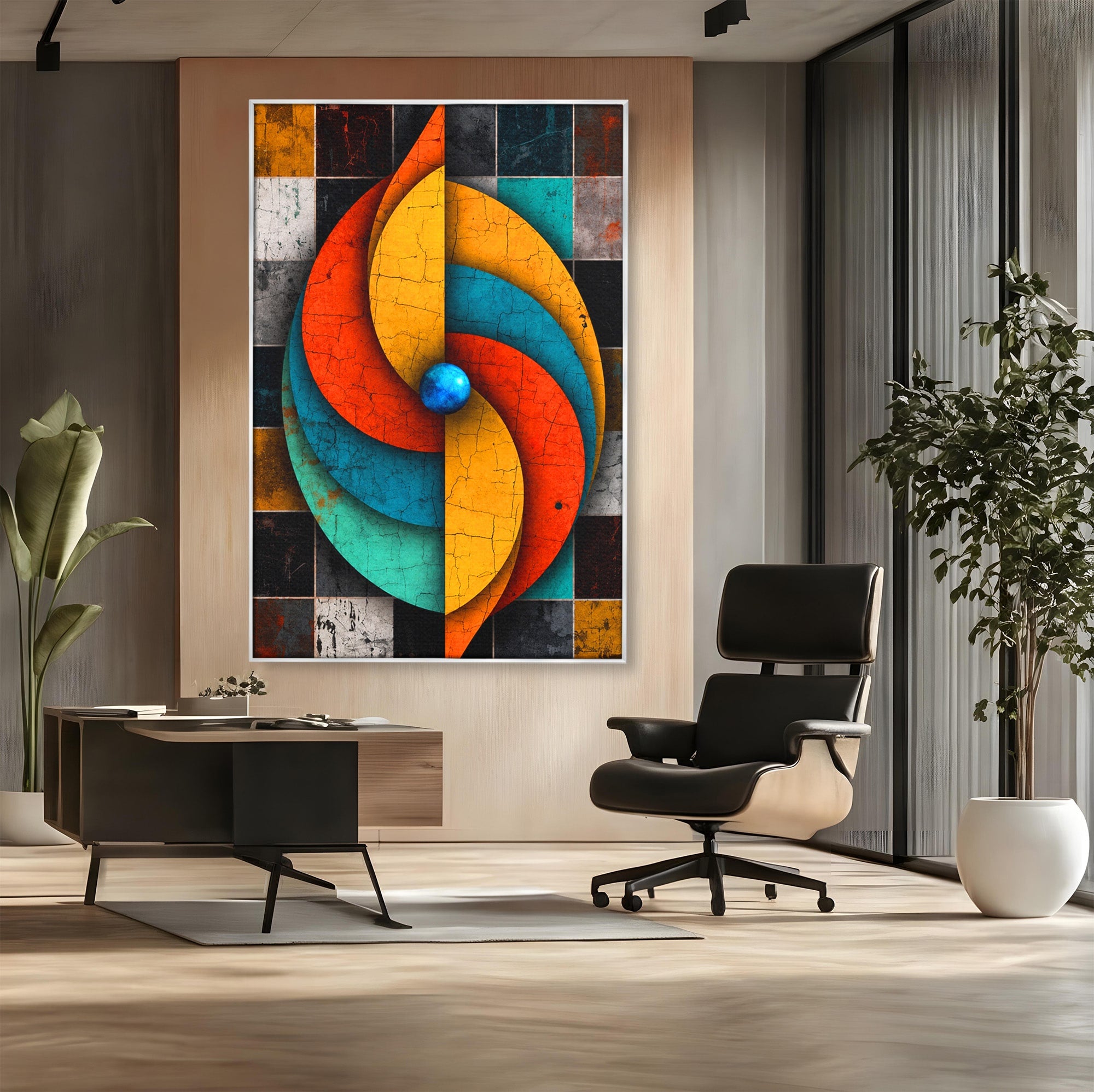 Tablou Canvas Premium LuxCanva® C1320, Spirala Abstracta Colorata, Abstract, Spirala, Geometric, Modern, Birou, Culori Vibrante