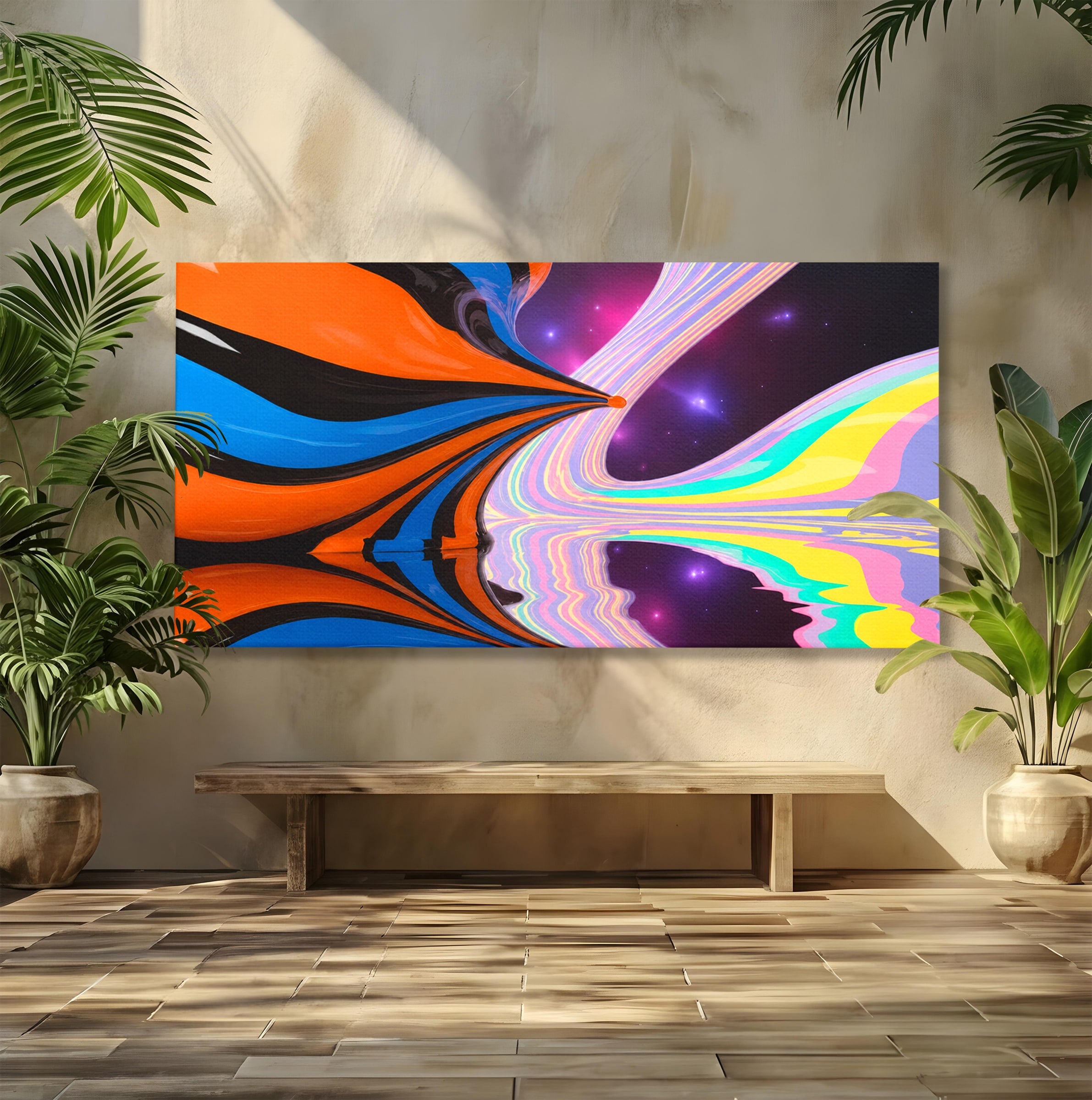 Tablou Canvas Premium LuxCanva® C1321, Universul Curcubeu, Abstract, Spatiu, Curcubeu, Living, Modern, Culori Vibrante