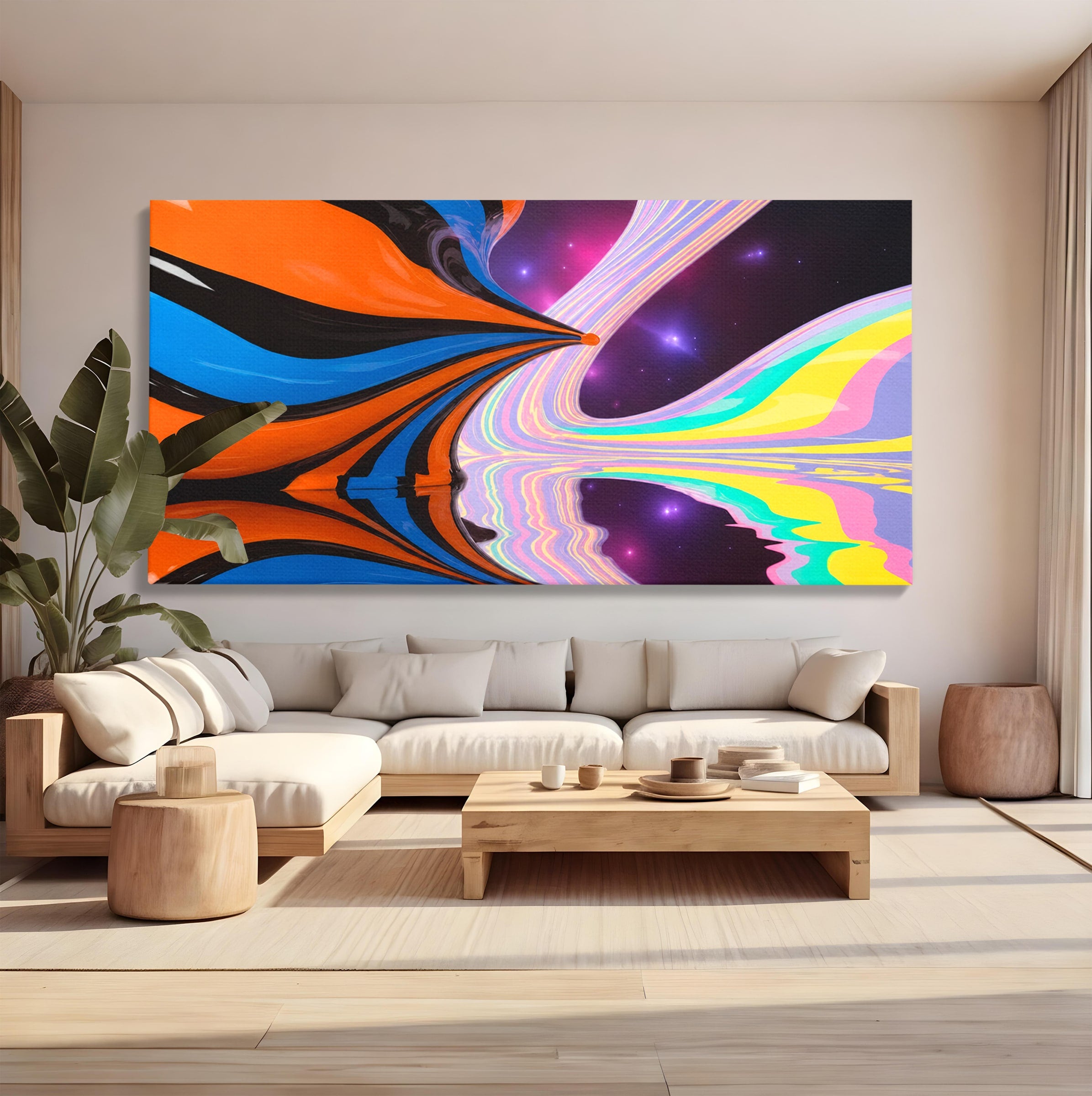 Tablou Canvas Premium LuxCanva® C1321, Universul Curcubeu, Abstract, Spatiu, Curcubeu, Living, Modern, Culori Vibrante