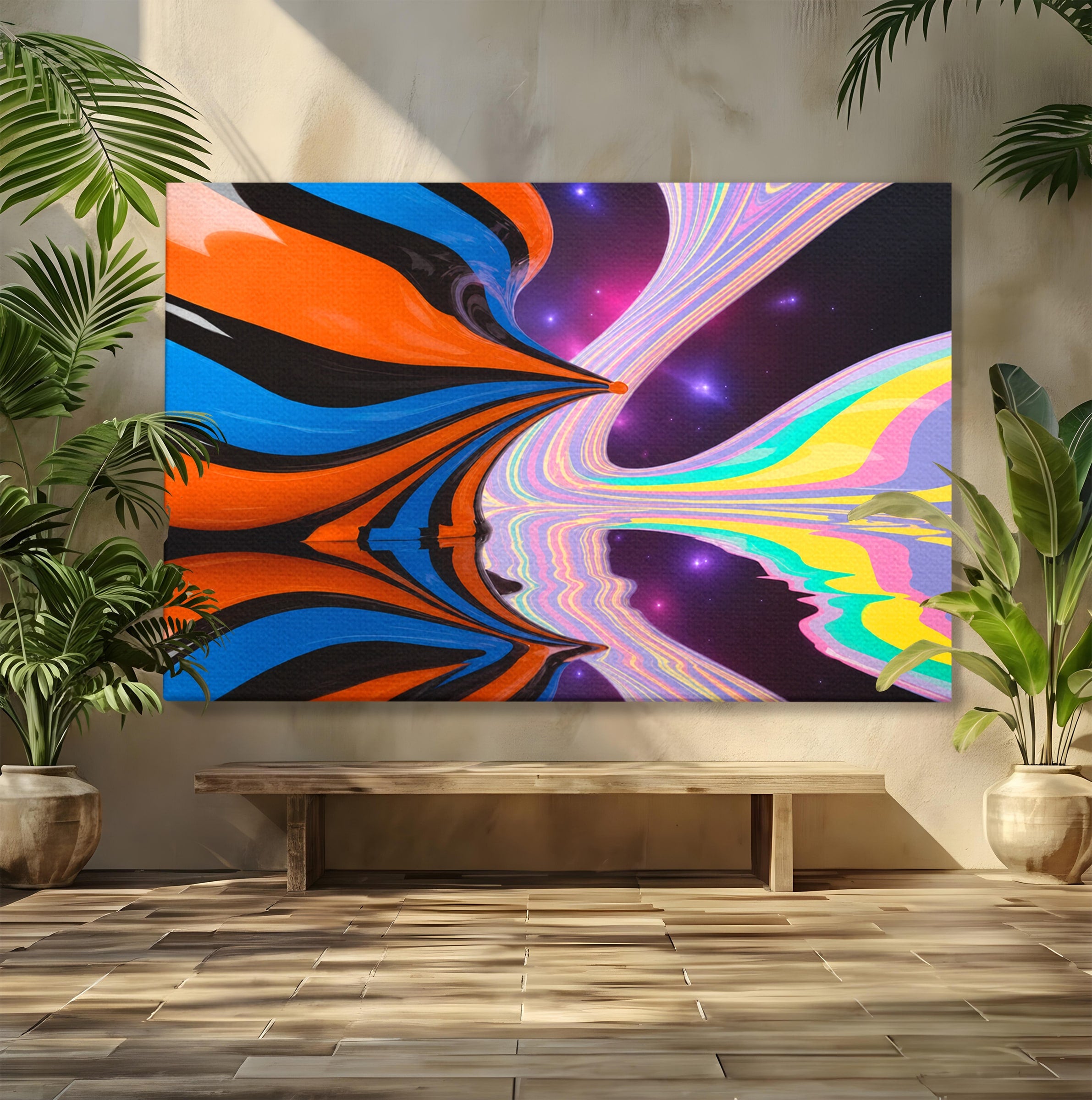 Tablou Canvas Premium LuxCanva® C1321, Universul Curcubeu, Abstract, Spatiu, Curcubeu, Living, Modern, Culori Vibrante