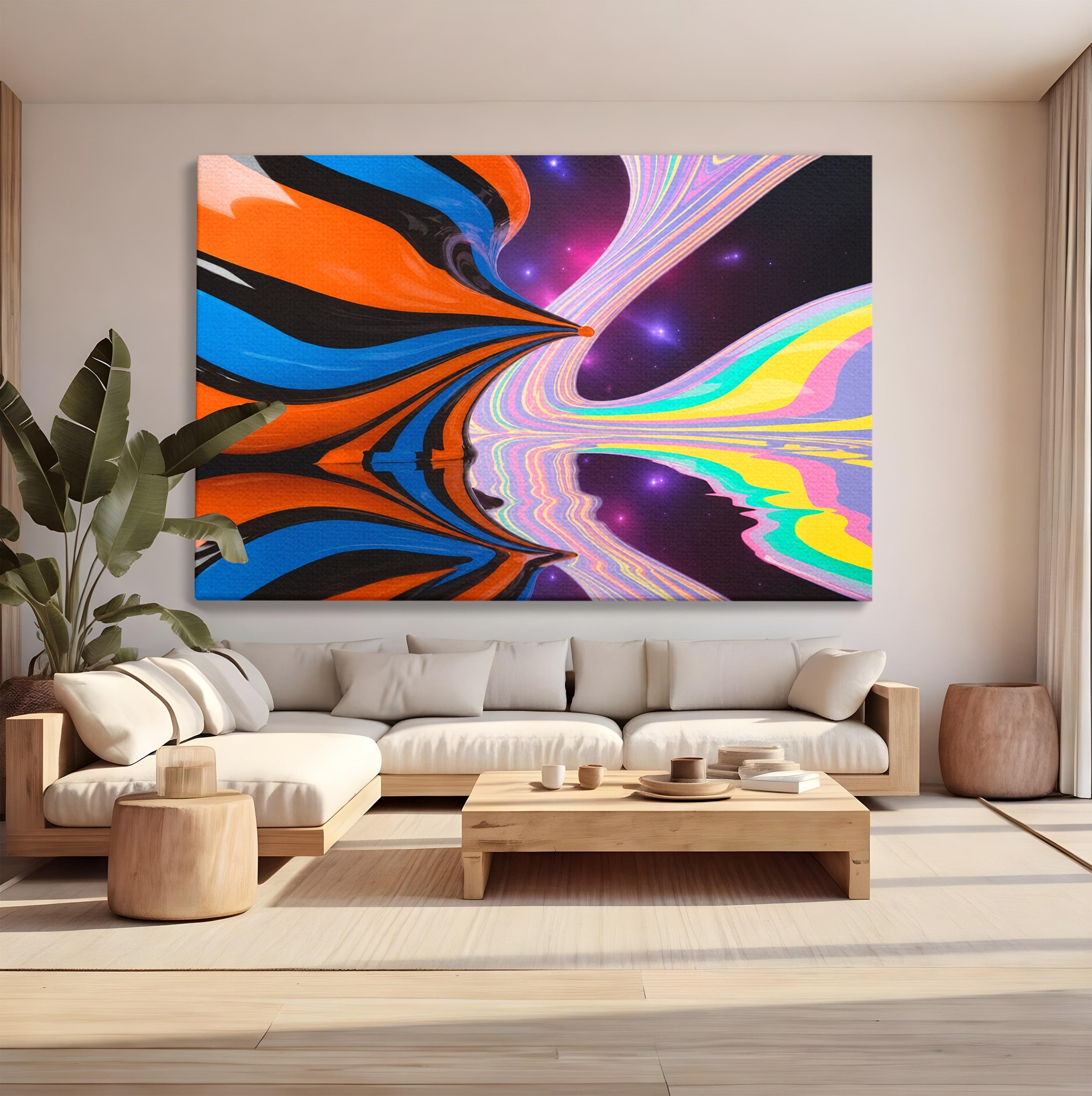 Tablou Canvas Premium LuxCanva® C1321, Universul Curcubeu, Abstract, Spatiu, Curcubeu, Living, Modern, Culori Vibrante