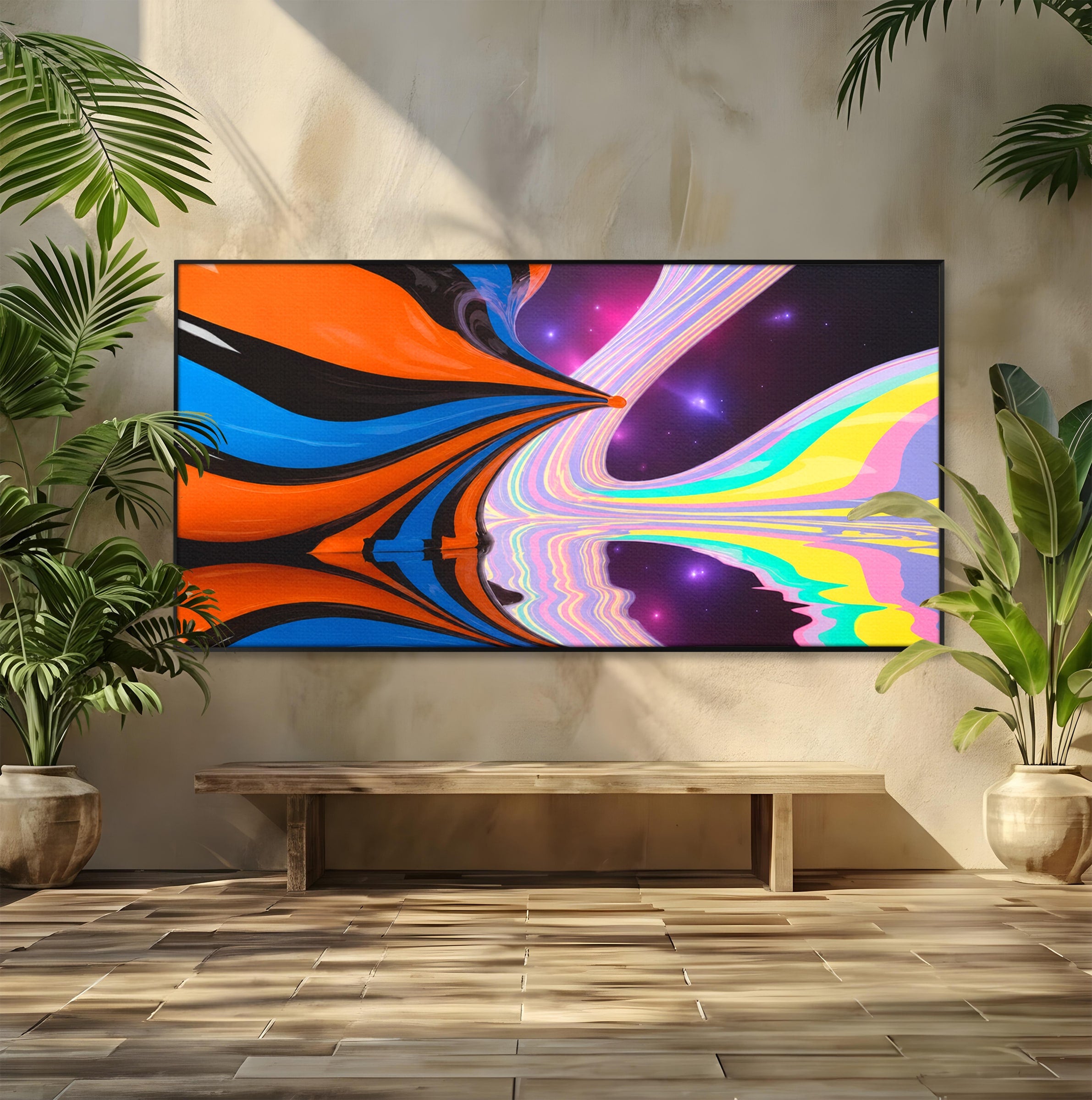 Tablou Canvas Premium LuxCanva® C1321, Universul Curcubeu, Abstract, Spatiu, Curcubeu, Living, Modern, Culori Vibrante
