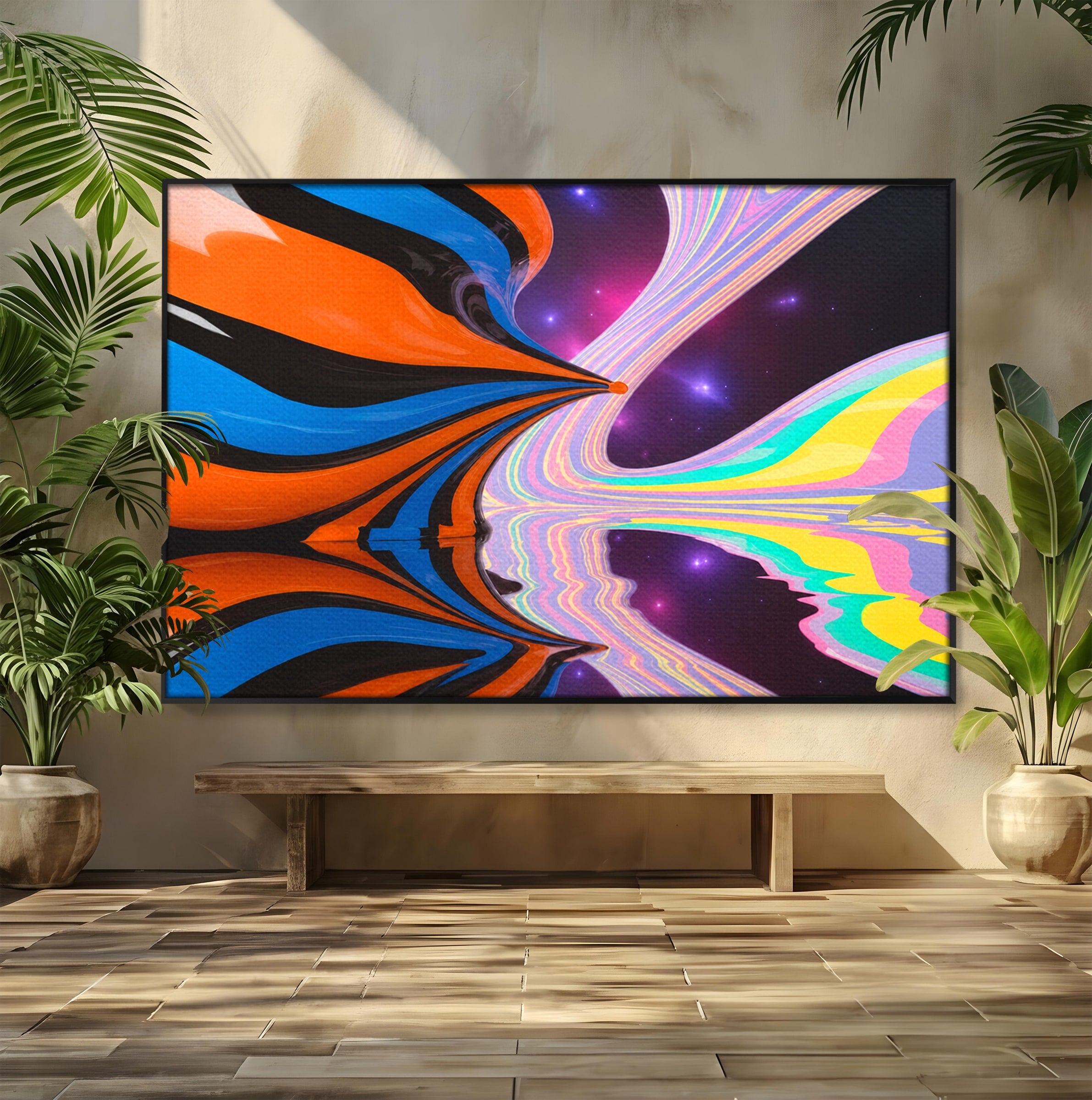Tablou Canvas Premium LuxCanva® C1321, Universul Curcubeu, Abstract, Spatiu, Curcubeu, Living, Modern, Culori Vibrante