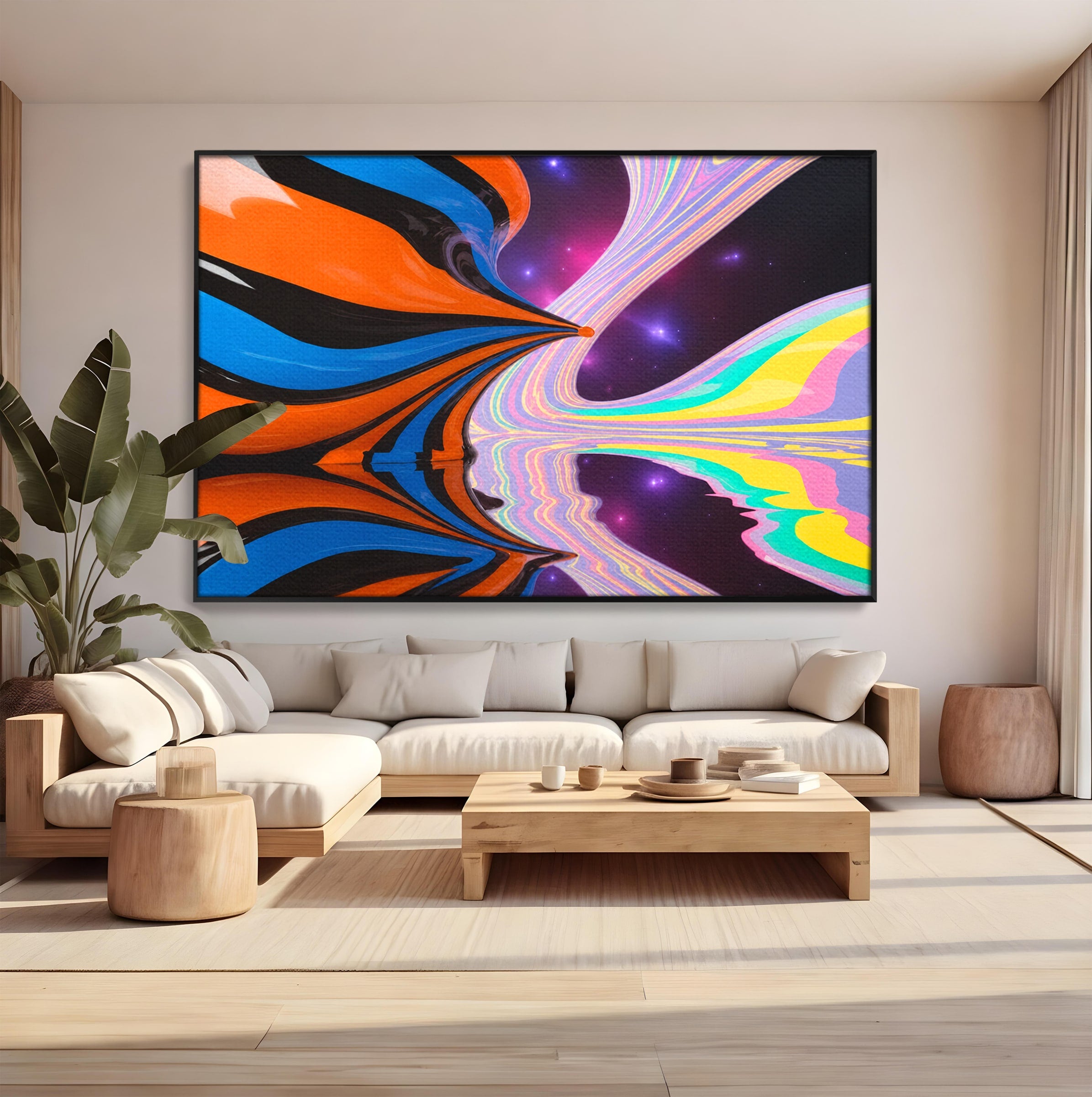 Tablou Canvas Premium LuxCanva® C1321, Universul Curcubeu, Abstract, Spatiu, Curcubeu, Living, Modern, Culori Vibrante