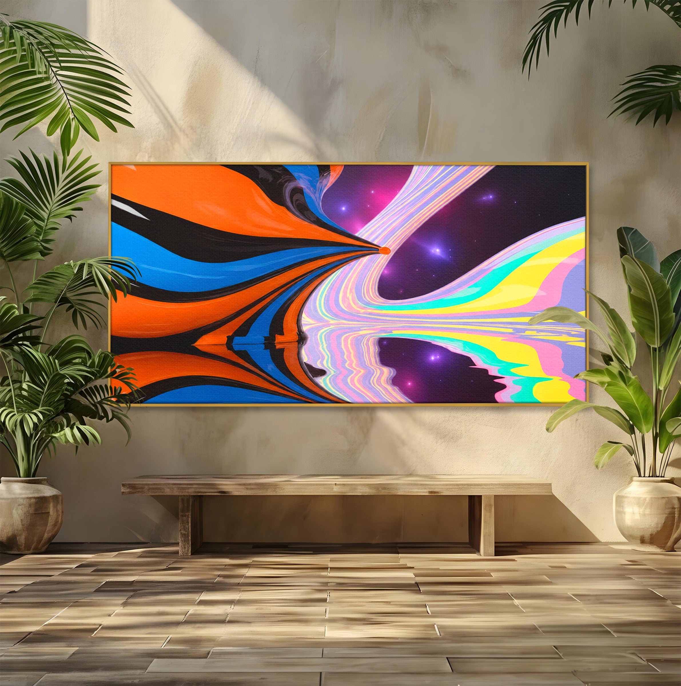 Tablou Canvas Premium LuxCanva® C1321, Universul Curcubeu, Abstract, Spatiu, Curcubeu, Living, Modern, Culori Vibrante