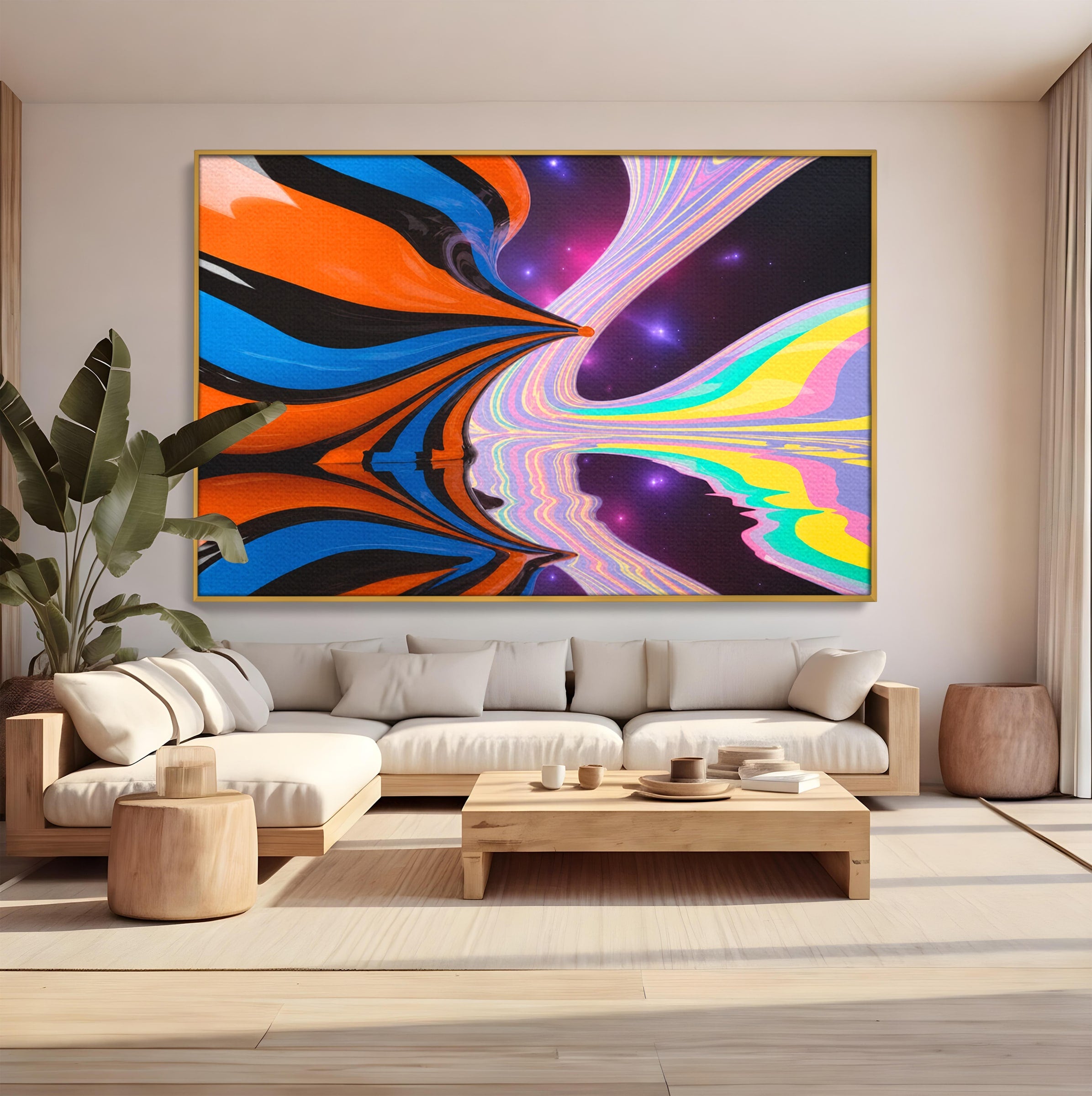 Tablou Canvas Premium LuxCanva® C1321, Universul Curcubeu, Abstract, Spatiu, Curcubeu, Living, Modern, Culori Vibrante
