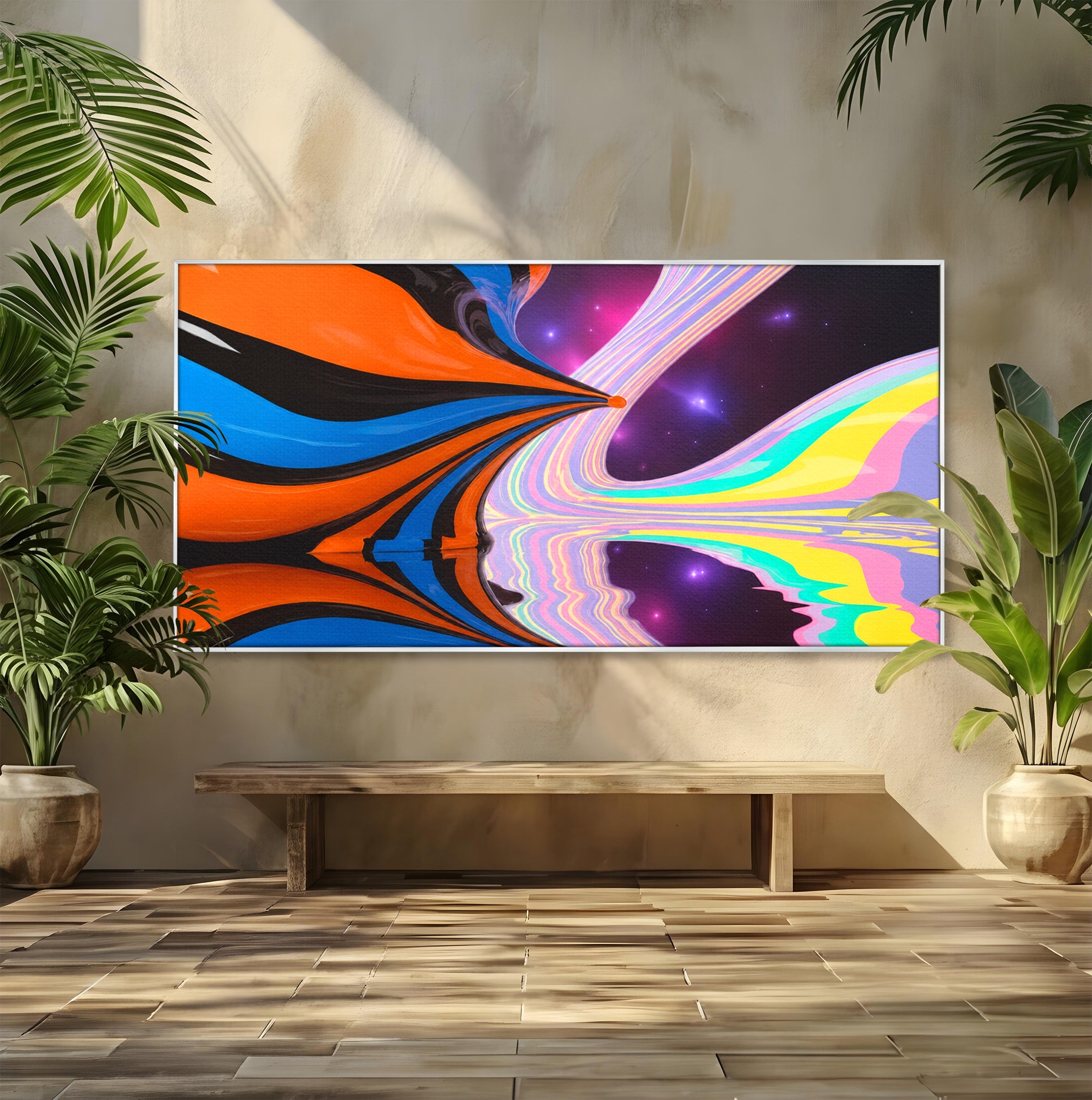 Tablou Canvas Premium LuxCanva® C1321, Universul Curcubeu, Abstract, Spatiu, Curcubeu, Living, Modern, Culori Vibrante