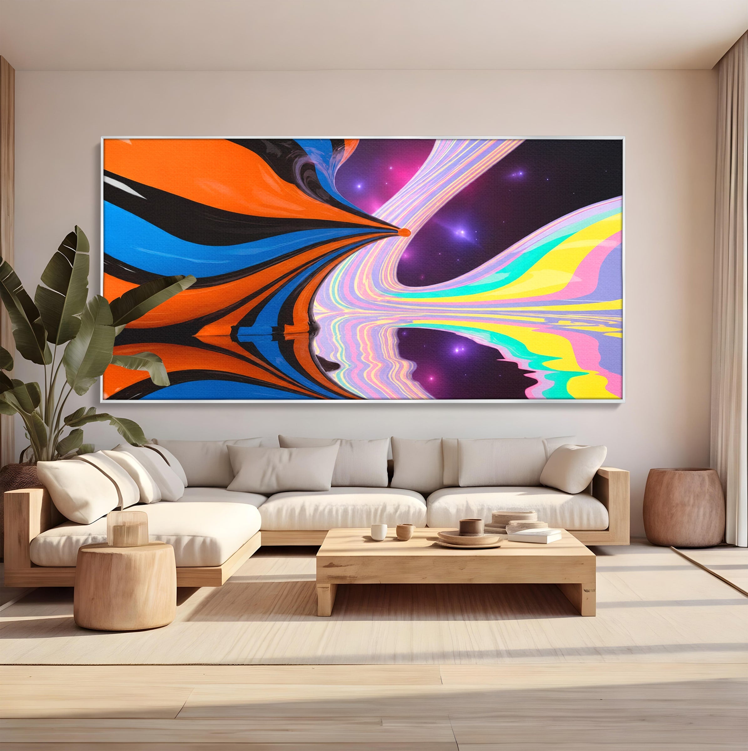 Tablou Canvas Premium LuxCanva® C1321, Universul Curcubeu, Abstract, Spatiu, Curcubeu, Living, Modern, Culori Vibrante
