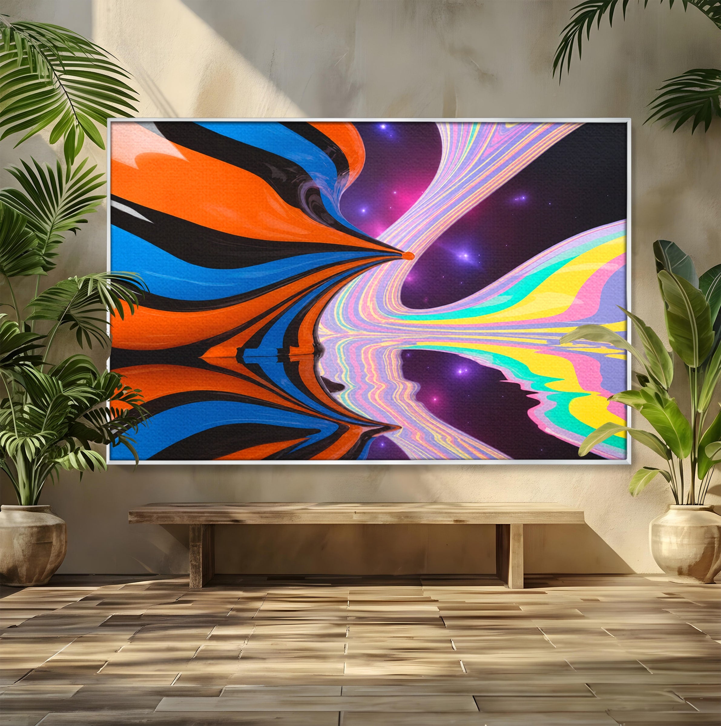 Tablou Canvas Premium LuxCanva® C1321, Universul Curcubeu, Abstract, Spatiu, Curcubeu, Living, Modern, Culori Vibrante